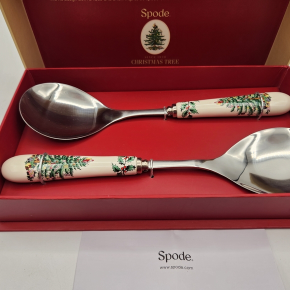 Spode Christmas Tree Salad Servers New In Box Great Hostess Gift - Picture 3 of 6